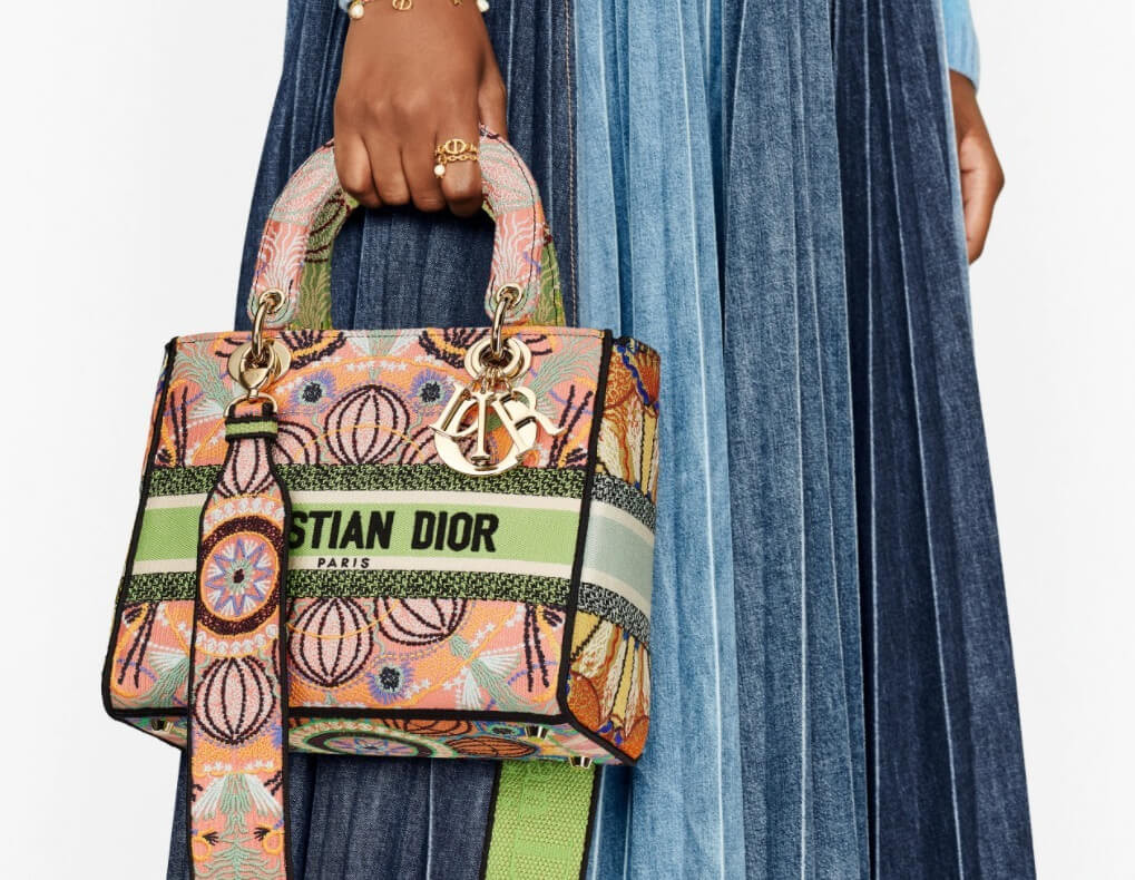 Dior Medium Lady D-Lite Bag Multicolor Lights Embroidery M0565