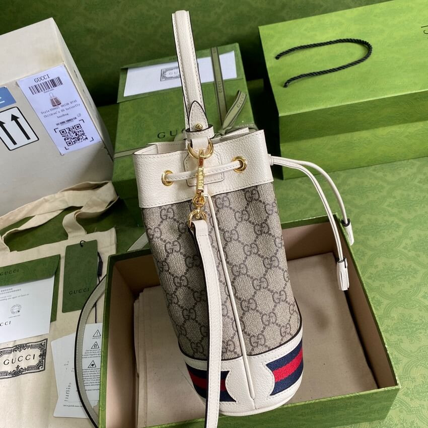 Gucci Ophidia Small GG Bucket Bag 550621 White