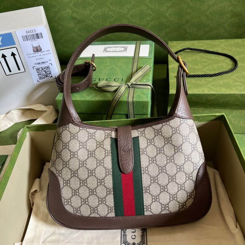 Gucci x Balenciaga Jackie 1961 Small Hobo Bag 680118 Coffee