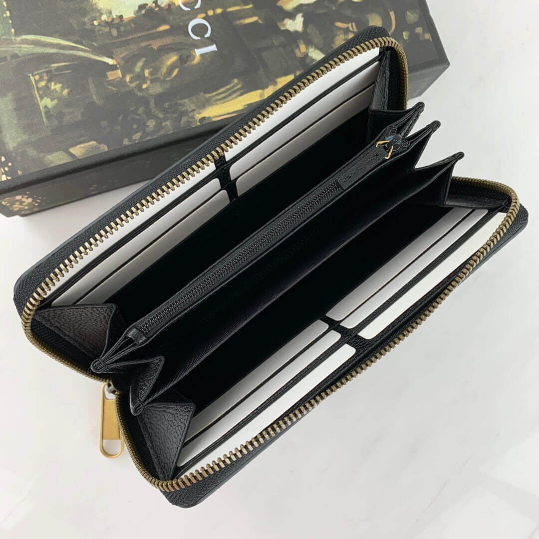 Gucci Print Leather Zip Around Wallet 496317