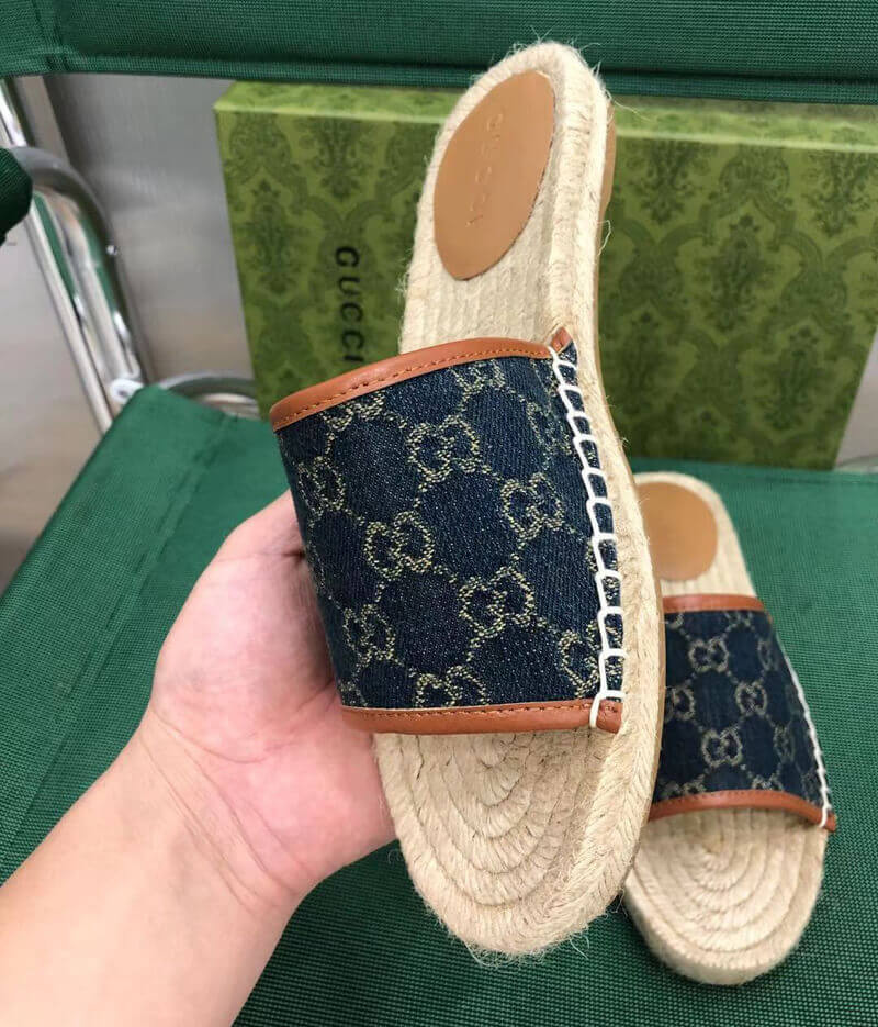 Gucci Jacquard GG Denim Sandal