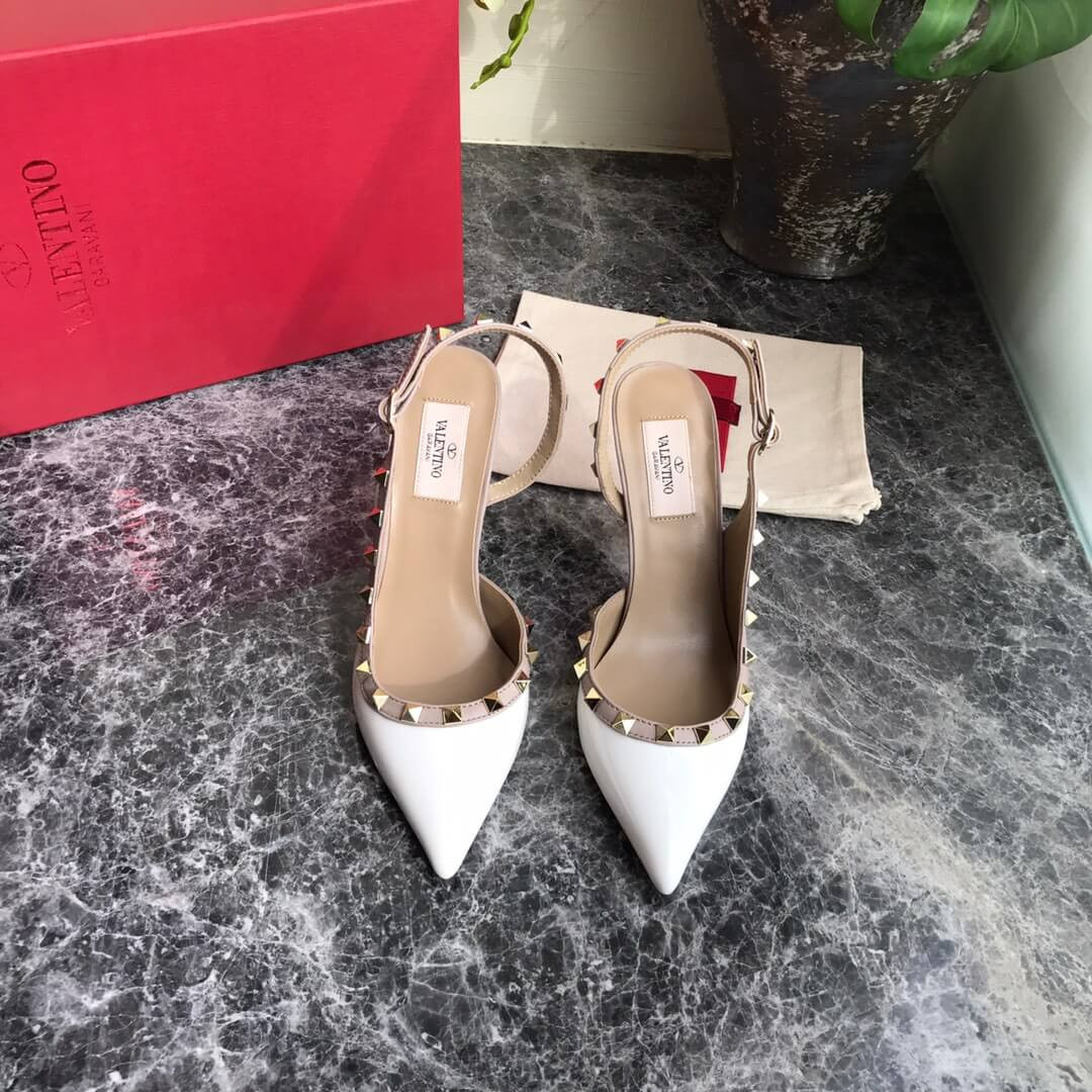 Valentino Garavani Rockstud Patent Leather Slingback Pump 95mm Uw2s0h15