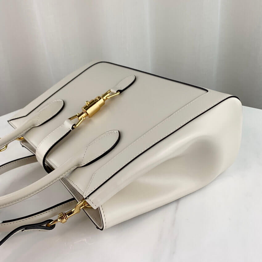 Gucci Jackie 1961 Medium Tote Bag in White Leather 649016