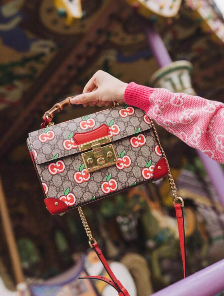 Gucci GG Apple Print Padlock Shoulder Bag 603221