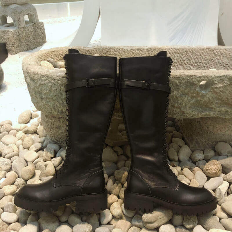 Ann Demeulemeester Calfskin Tall Lace-Up Boots A141