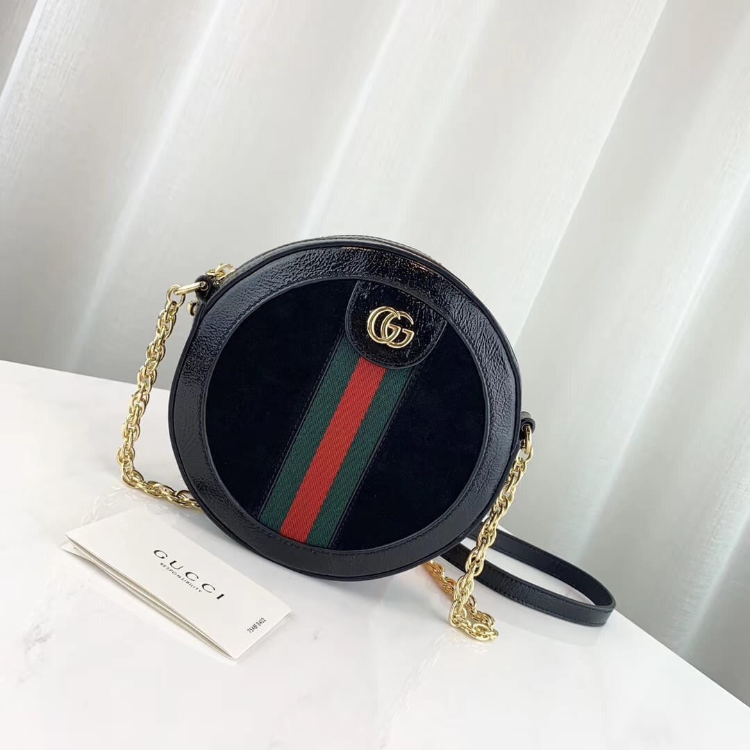 Gucci Suede Ophidia Mini Round Shoulder Bag 550618