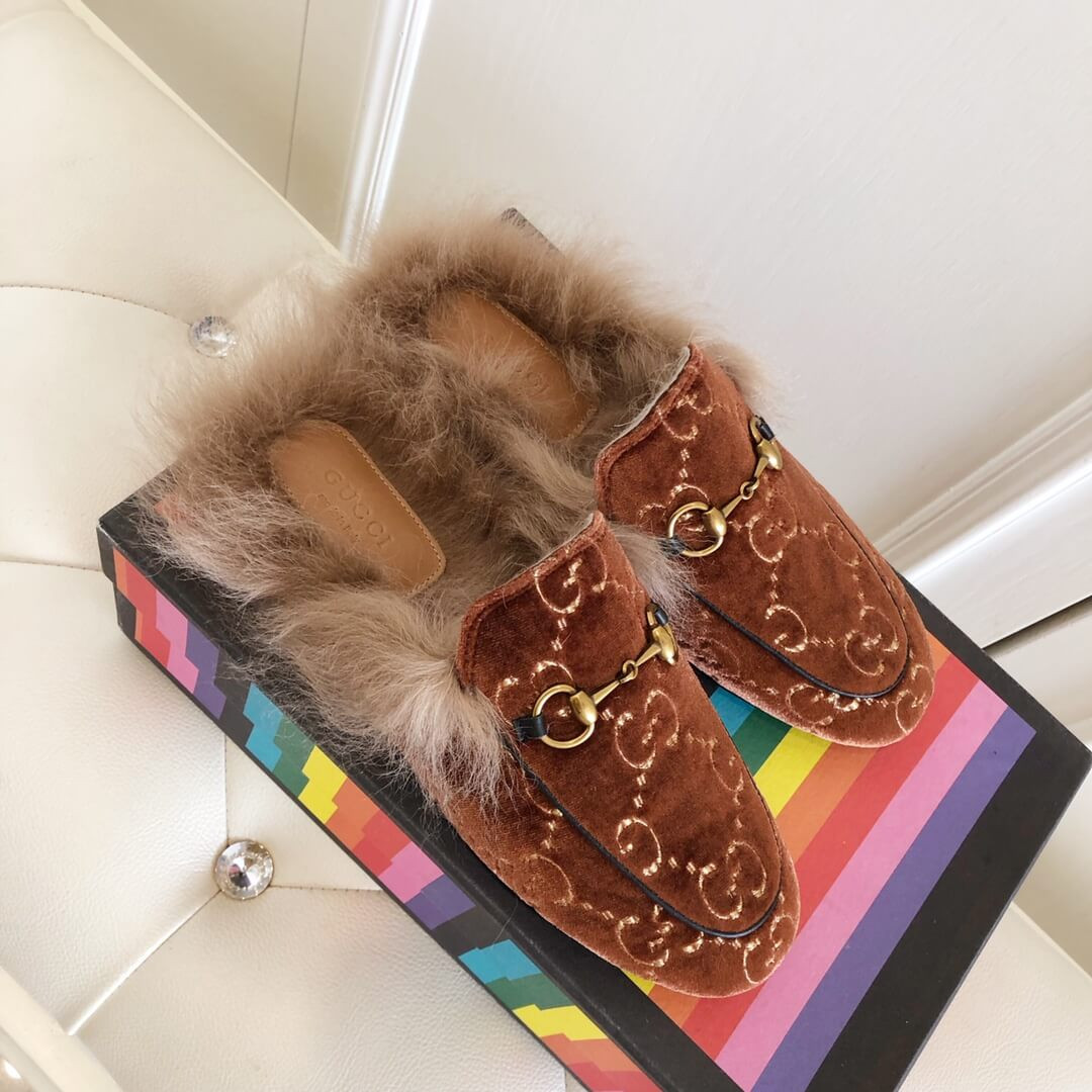 Gucci Princetown GG Velvet Slipper 448657