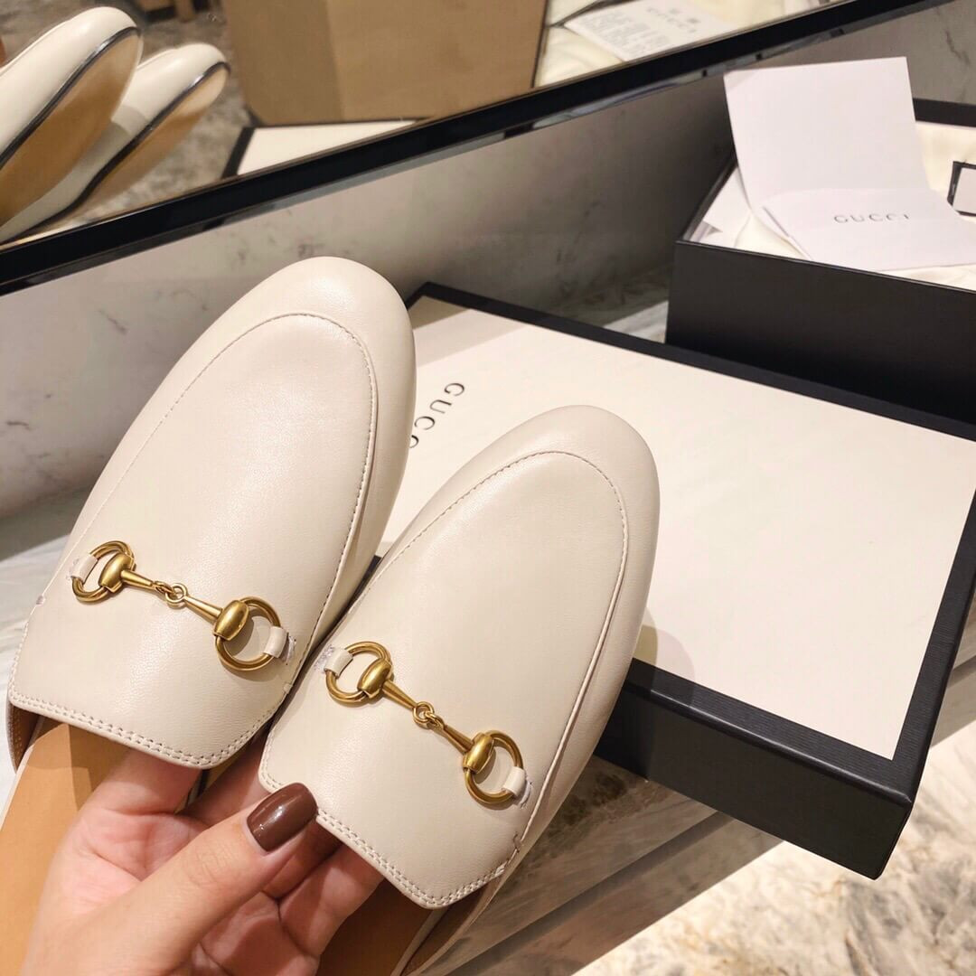 Gucci Princetown Leather Slipper 423513 White
