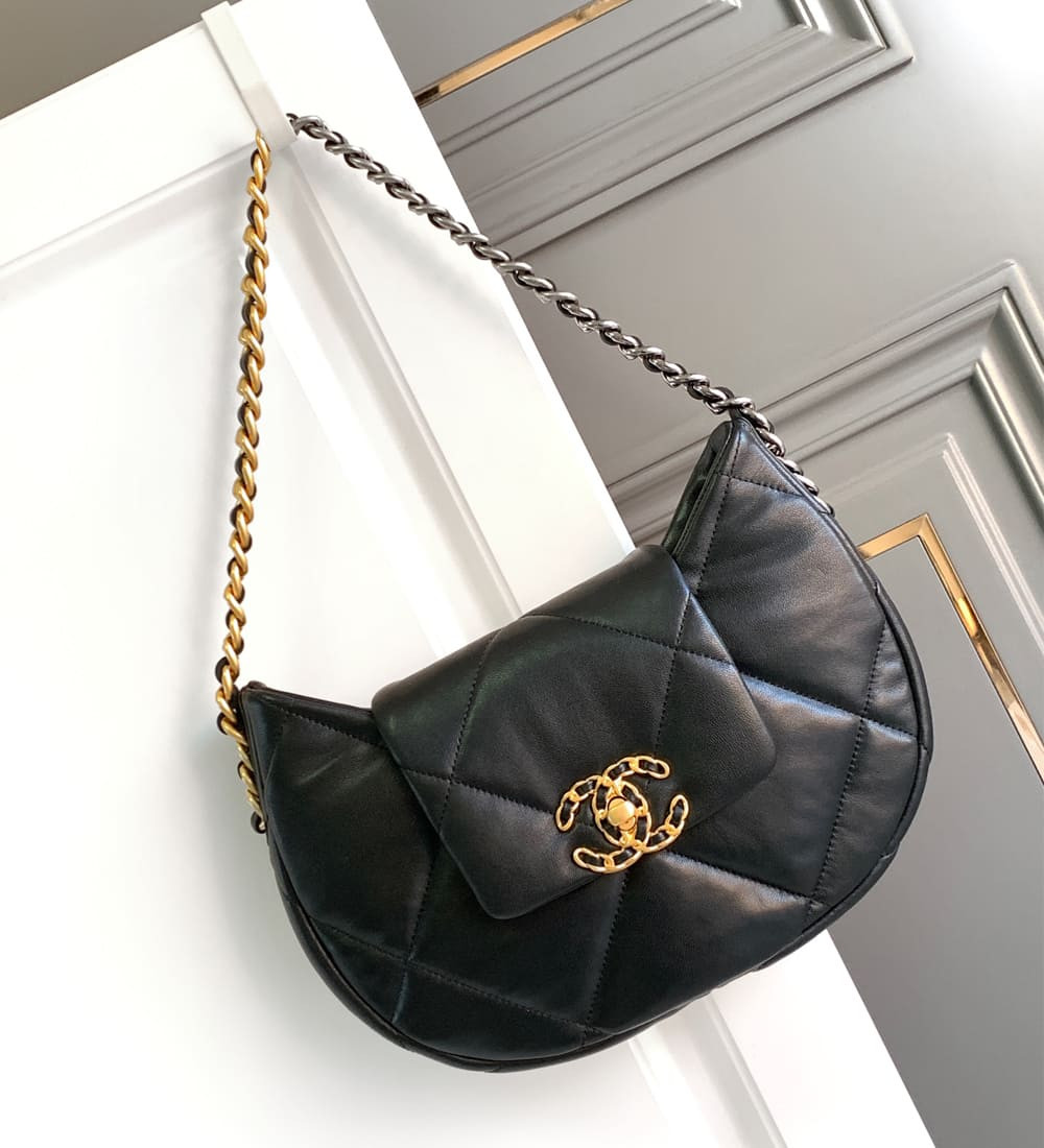 Chanel 19 Hobo Bag Black Quilted Lambskin AS4638