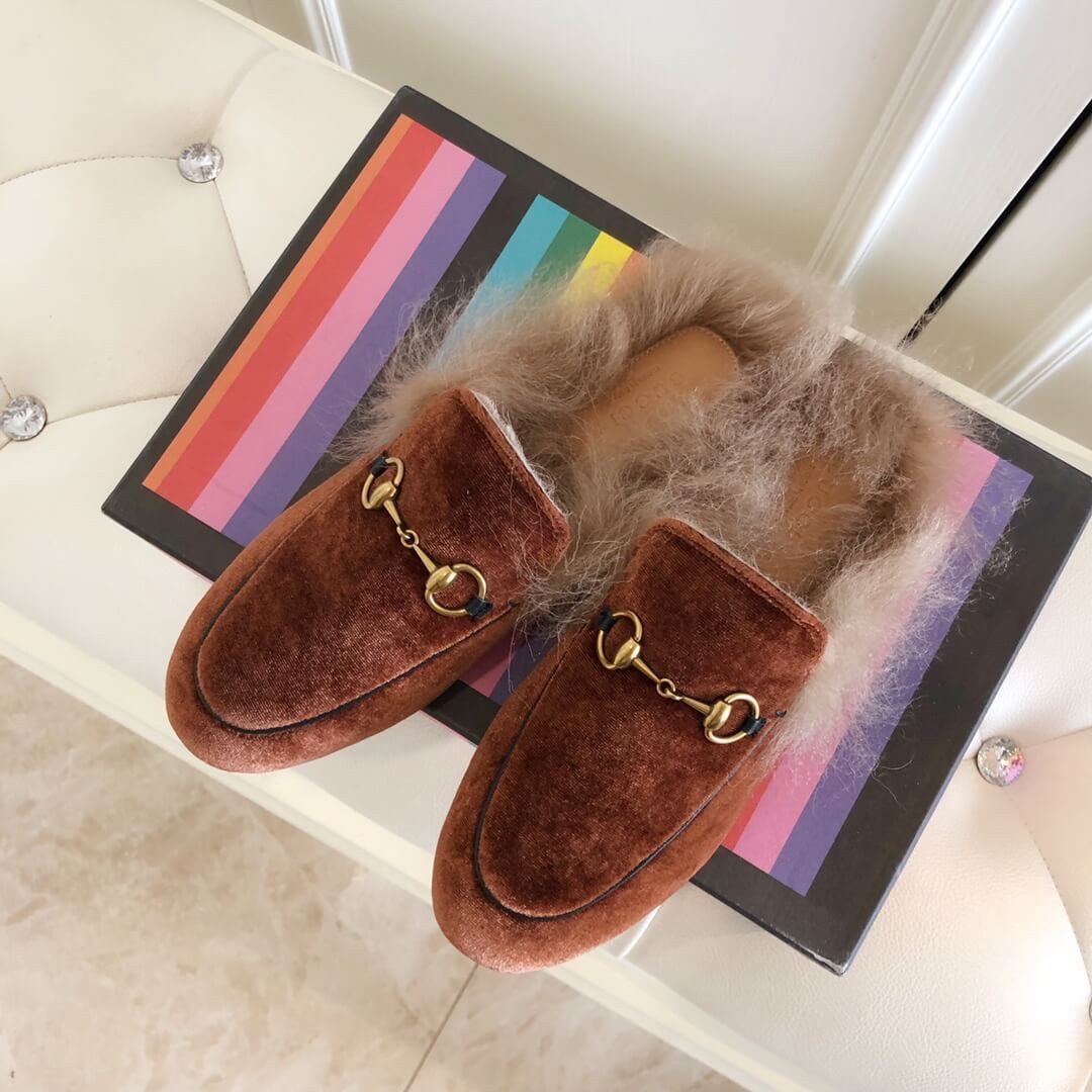 Gucci Princetown Velvet Slipper 397749