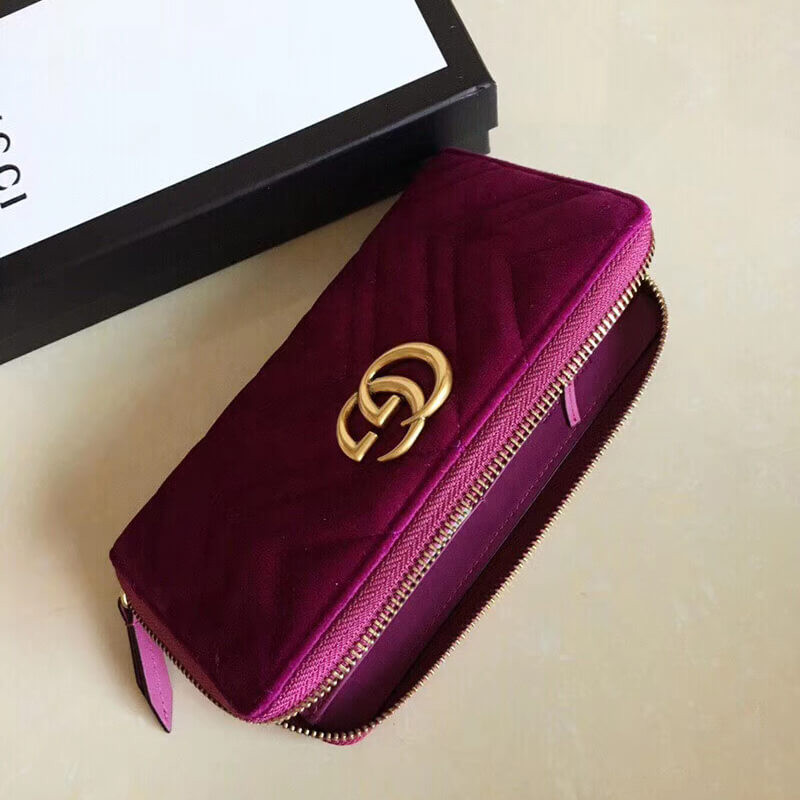 Gucci GG Velvet Zip Around Wallet 443123