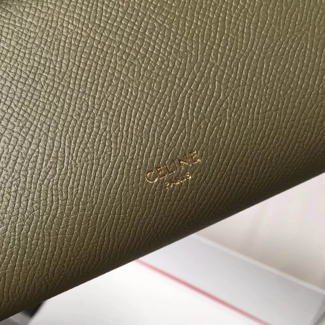 Celine Micro Belt Bag In Grained Calfskin 189153 Army Green