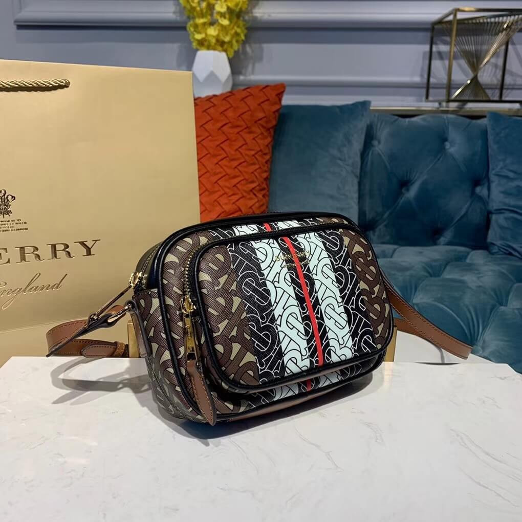 Burberry Monogram Stripe E-canvas Camera Bag 80183621