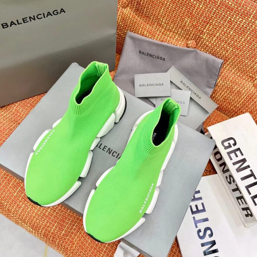 Balenciaga Speed 2.0 Knit Sock Sneakers 617239 Green