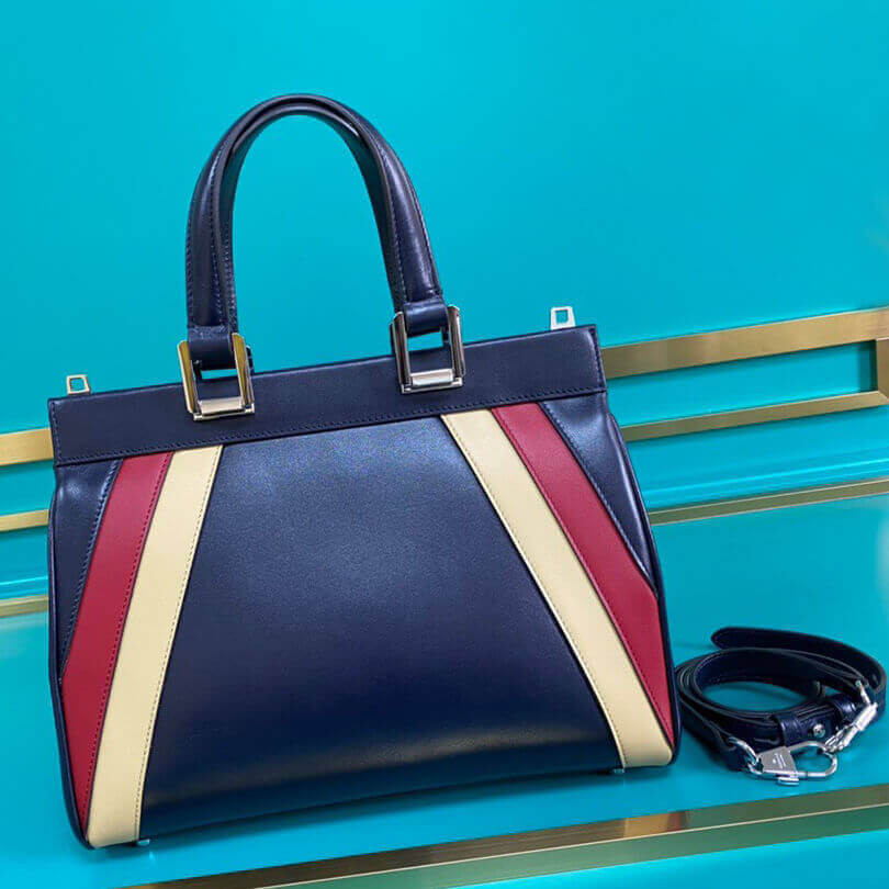 Gucci Zumi Smooth Leather  With Stripes Small Top Handle Bag 569712