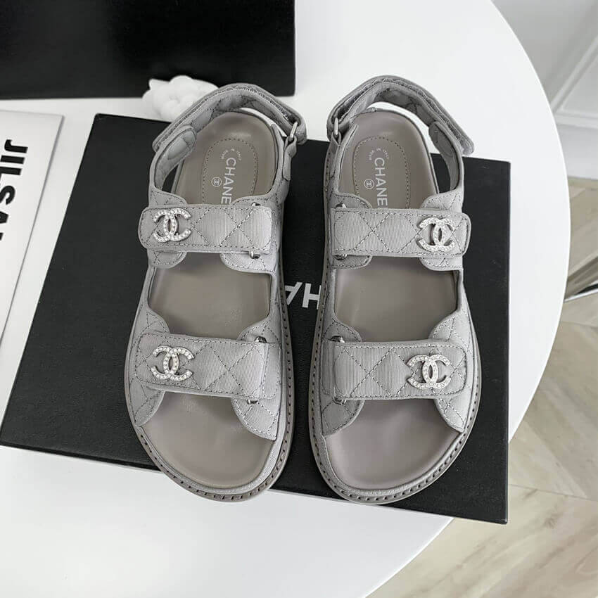Chanel Crystal CC Velcro Sandals 261154