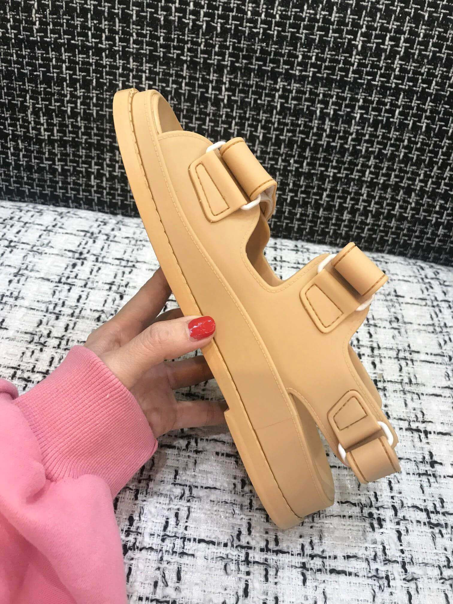 Chanel Velcro Sandals G31848 Beige