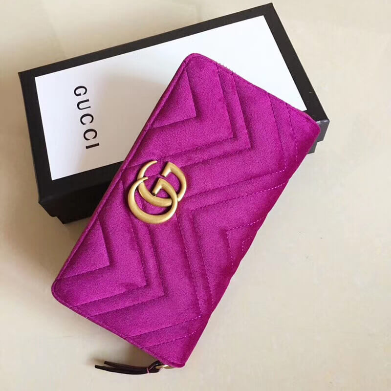 Gucci GG Velvet Zip Around Wallet 443123