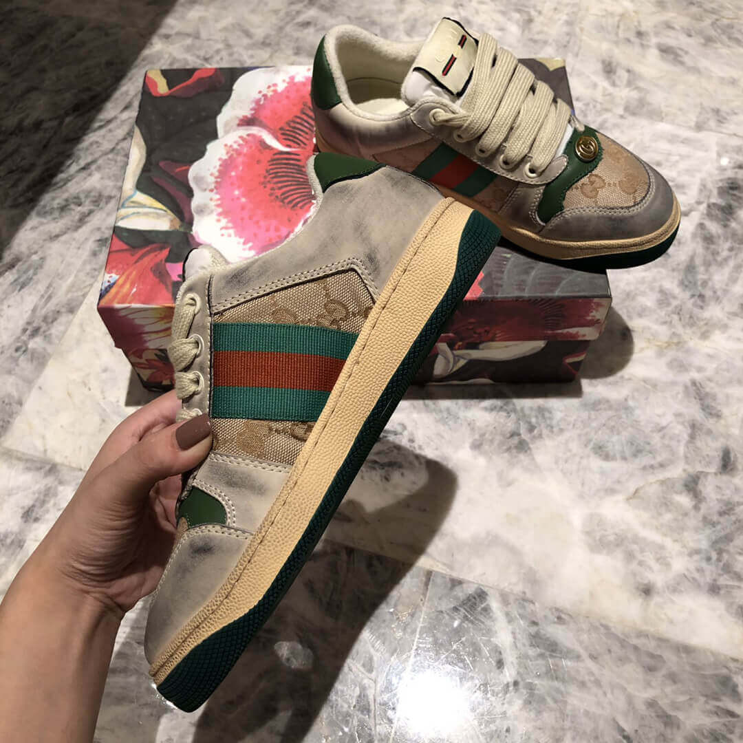 Gucci Screener Dirt Leather Sneaker 570443 Green