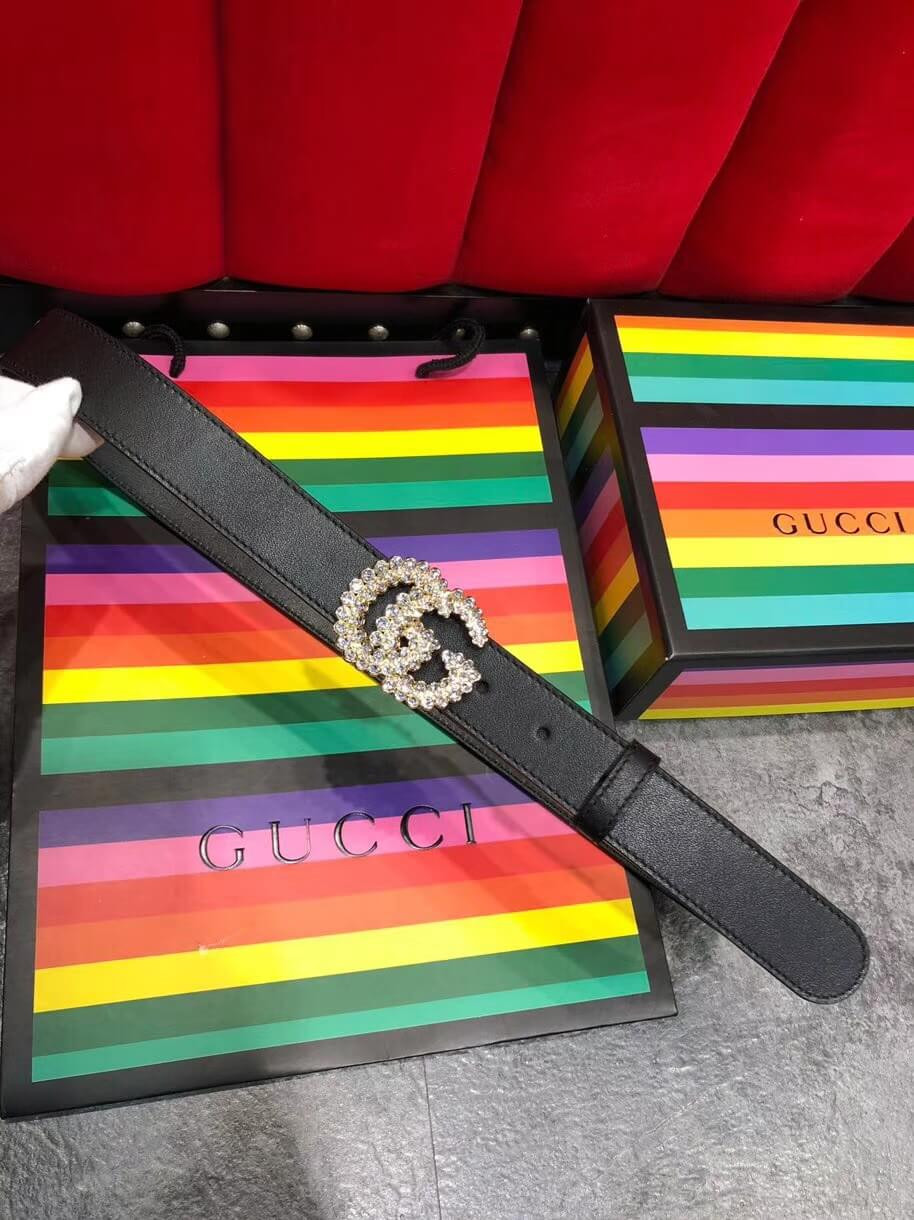 Gucci 40mm Leather Belt With Double G Buckle 582100