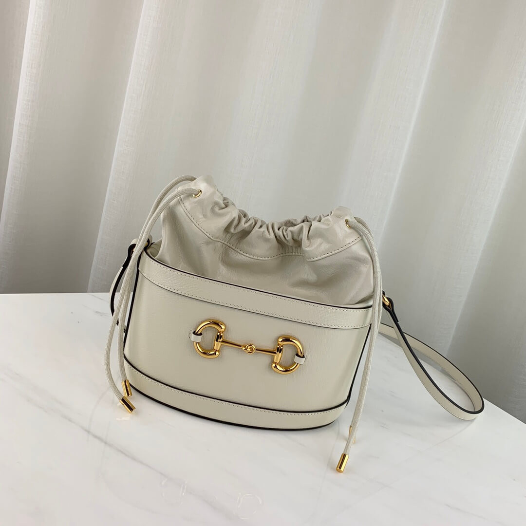 Gucci 1955 Horsebit Bucket Bag 602118 White