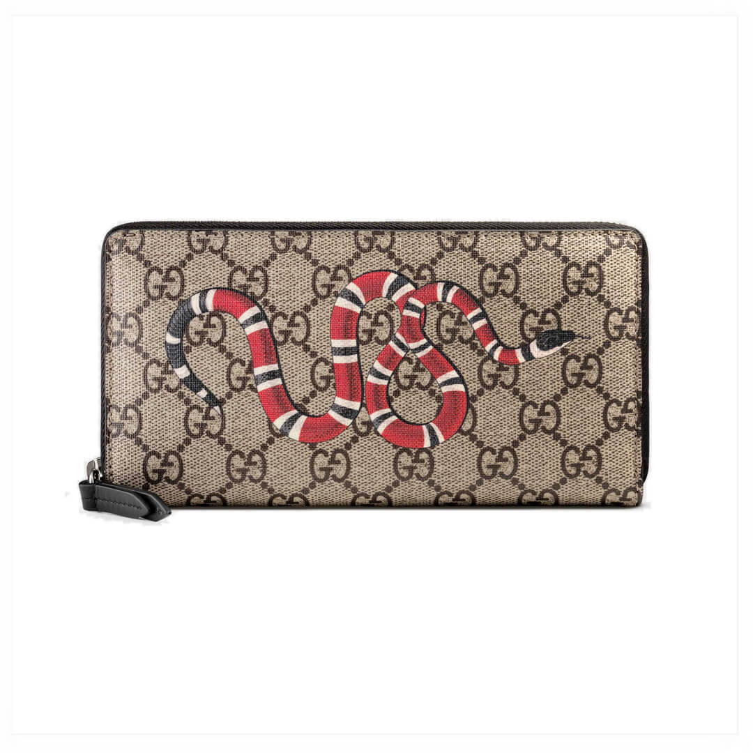Gucci Kingsnake Print GG Supreme Zip Around Wallet 451273