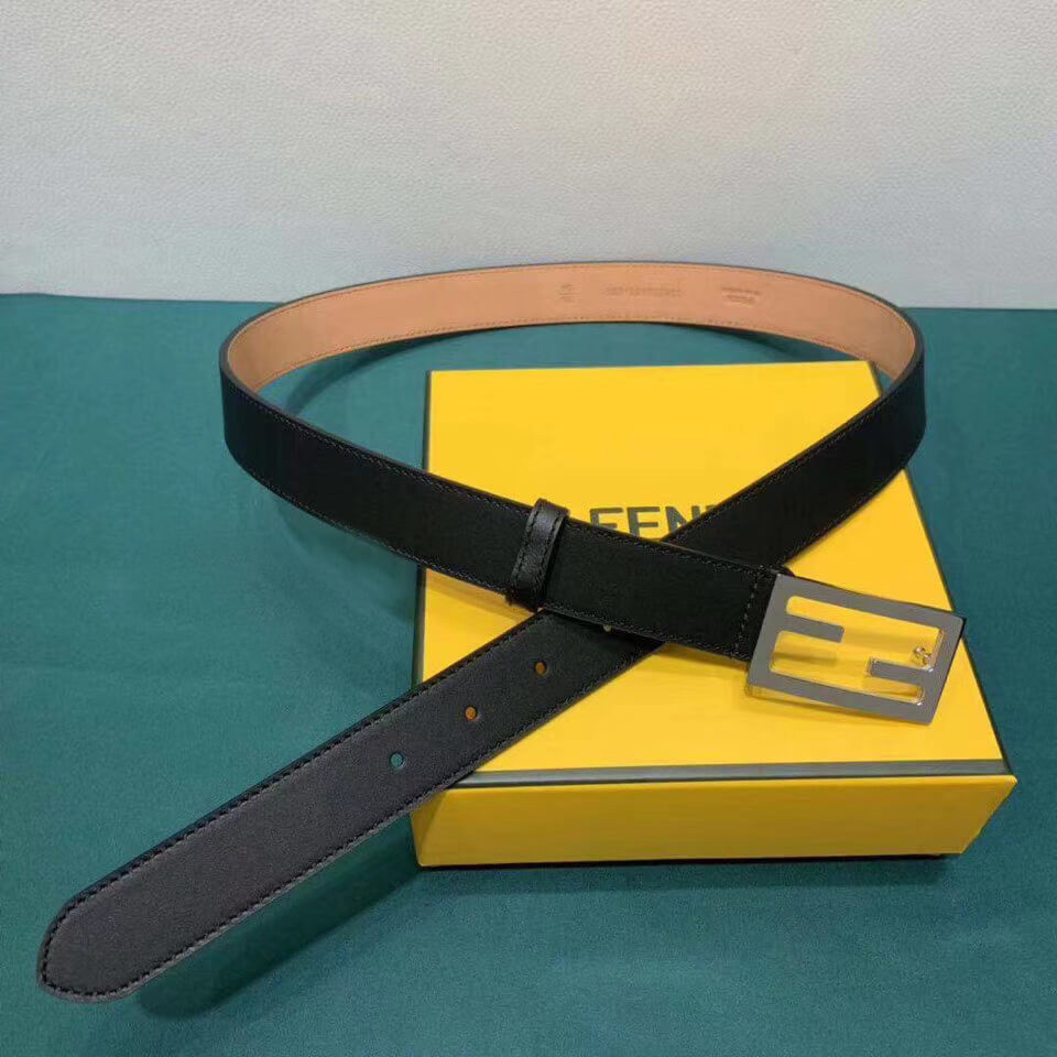 Fendi Baguette 30mm FF Buckle Belt 8C05311 Black