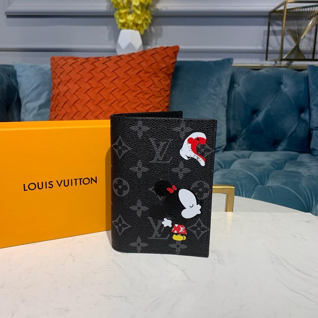 Louis Vuitton Monogram Eclipse Minnie Print Passport Cover M64501