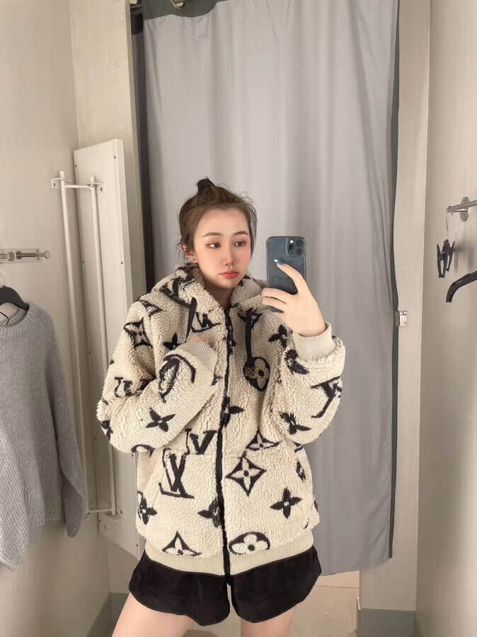 Louis Vuitton 2020FW Monogram Flower Shearling Hoodie