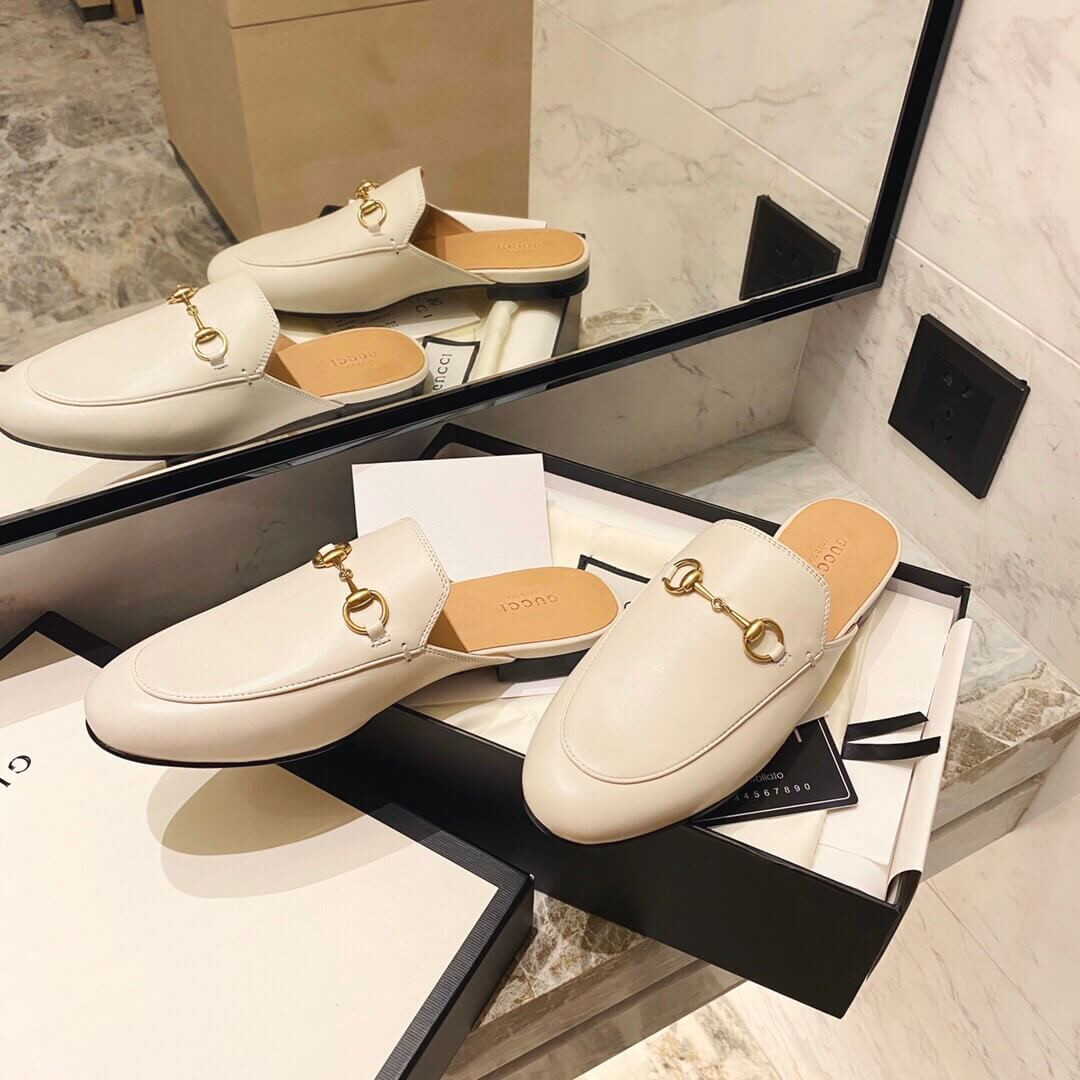 Gucci Princetown Leather Slipper 423513 White