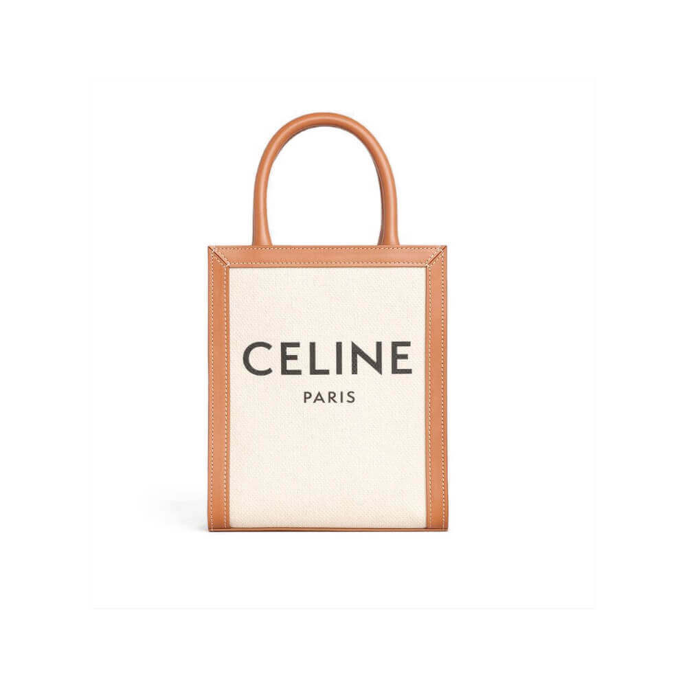 Celine Mini Vertical Cabas  In Canvas and Calfskin 193302