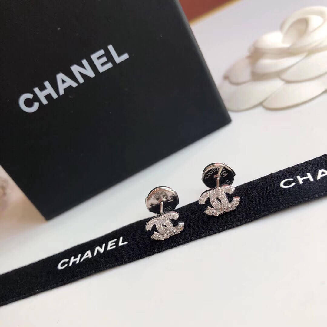 Chanel Crystal CC First Class Stud Earrings 447884