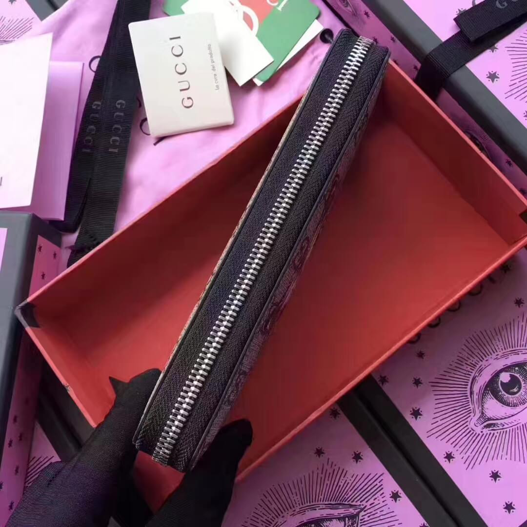 Gucci Angry Cat Print GG Supreme Zip Around Wallet 451273