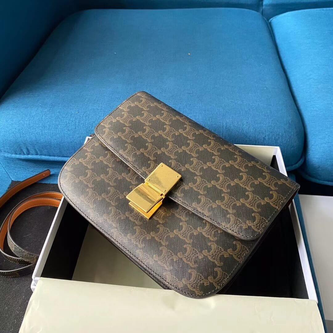 Celine Medium Classic Bag In Triomphe Canvas 189173