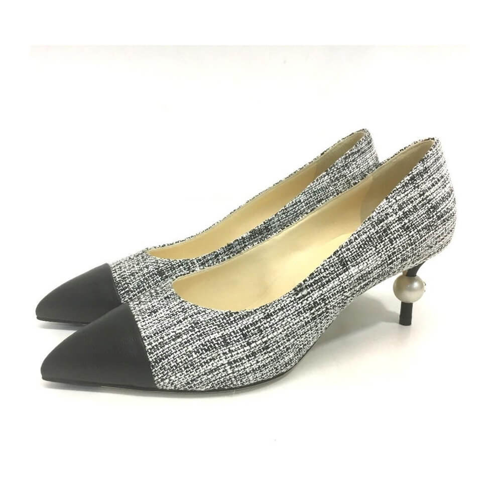 Chanel Tweed Pearl Heel Pumps G178144