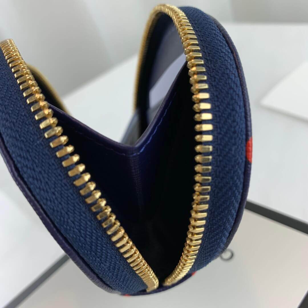 Gucci Navy And Red Polka Dot Coin Case 622040