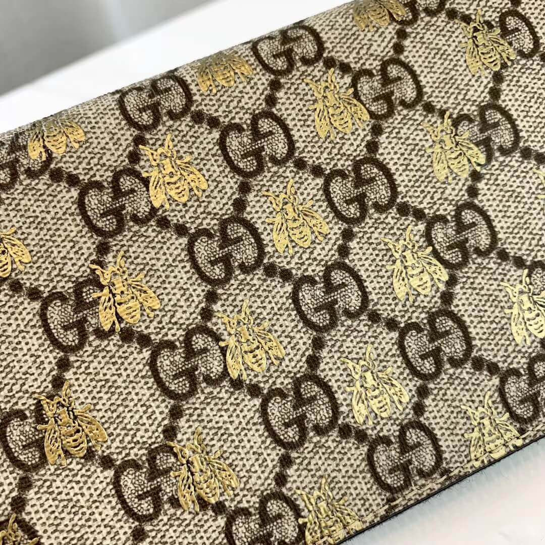 Gucci GG Supreme Monogram Bees Zip Around Wallet 410102