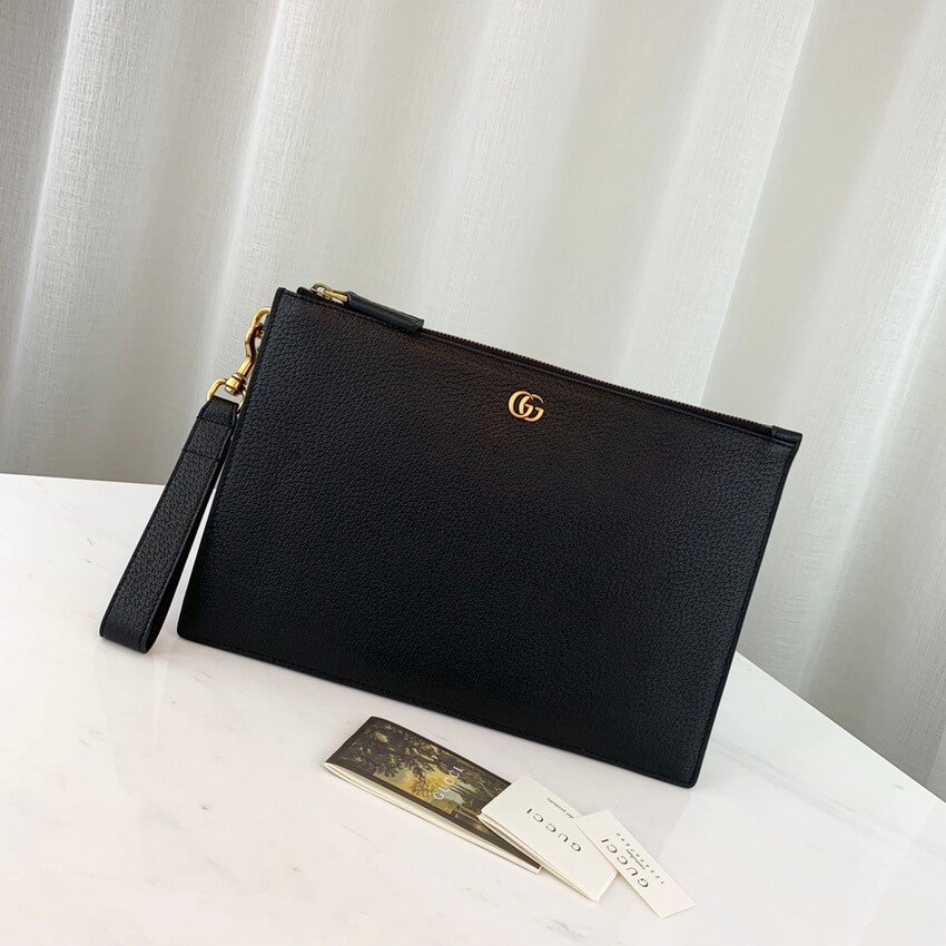 Gucci GG Marmont Metal-Free Tanned Leather Pouch 475317