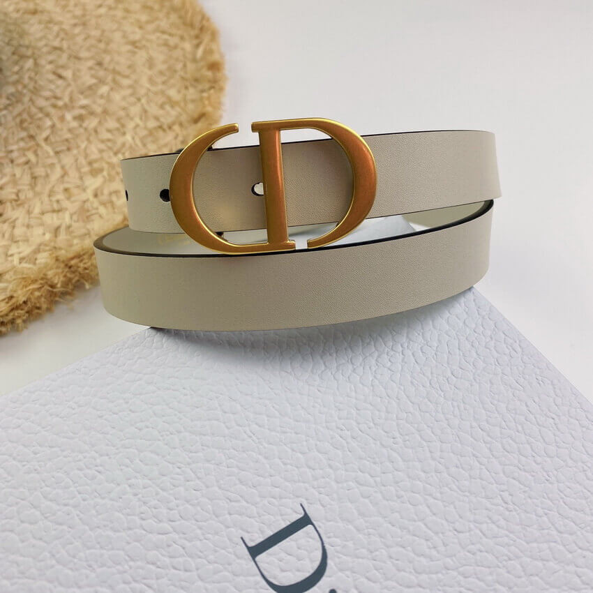 Christian Dior White Leather 20 Montaigne Belt