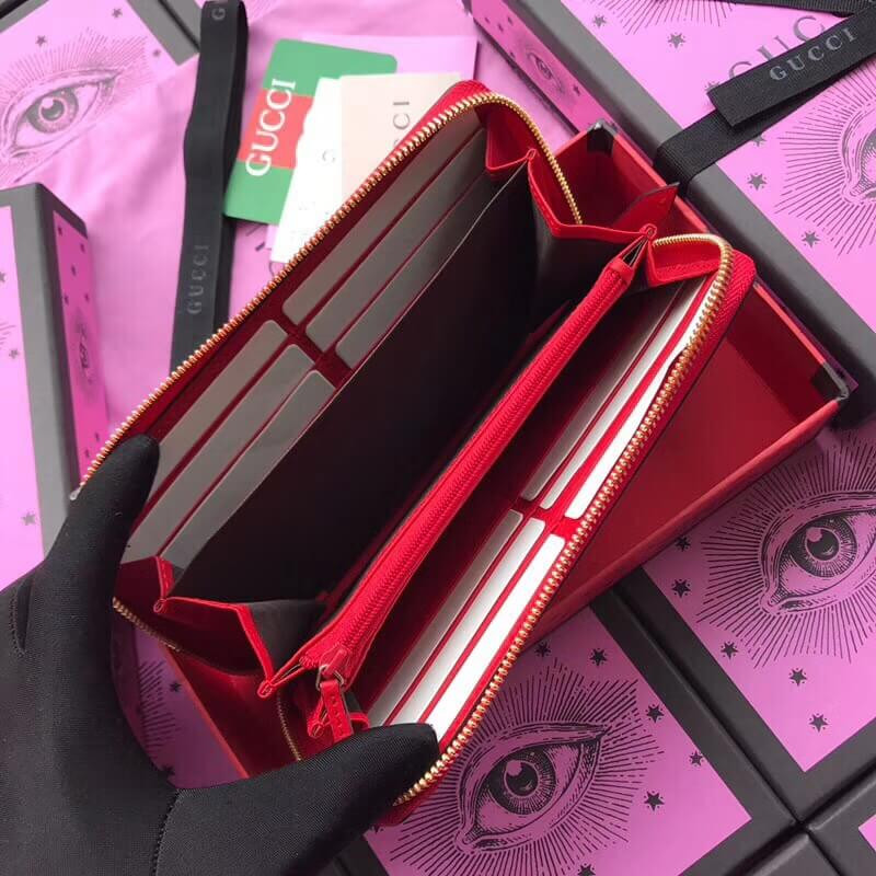 Gucci GG Blooms Supreme Zip Around Wallet 404071 Blue