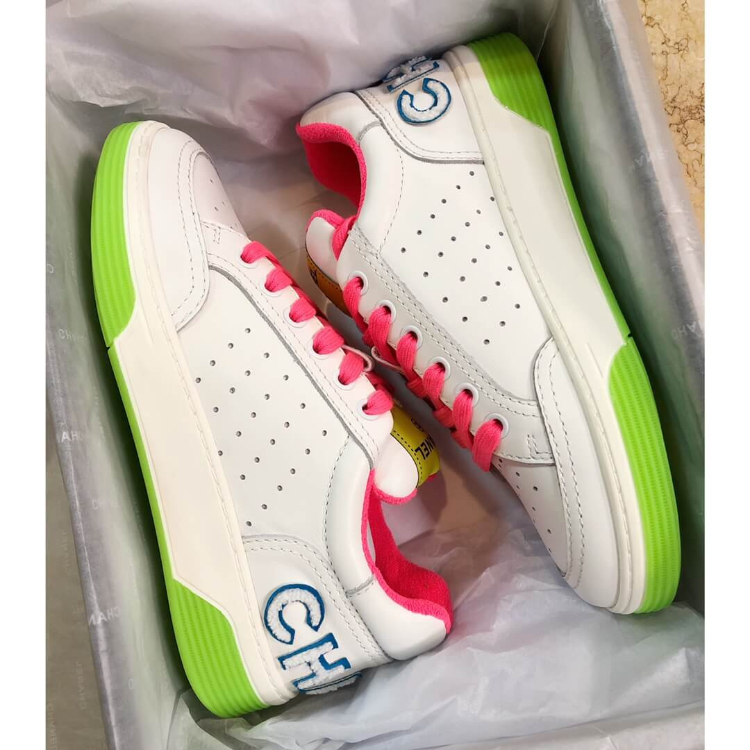 Chanel Rainbow Sneakers G35934 Fuchsia / Green