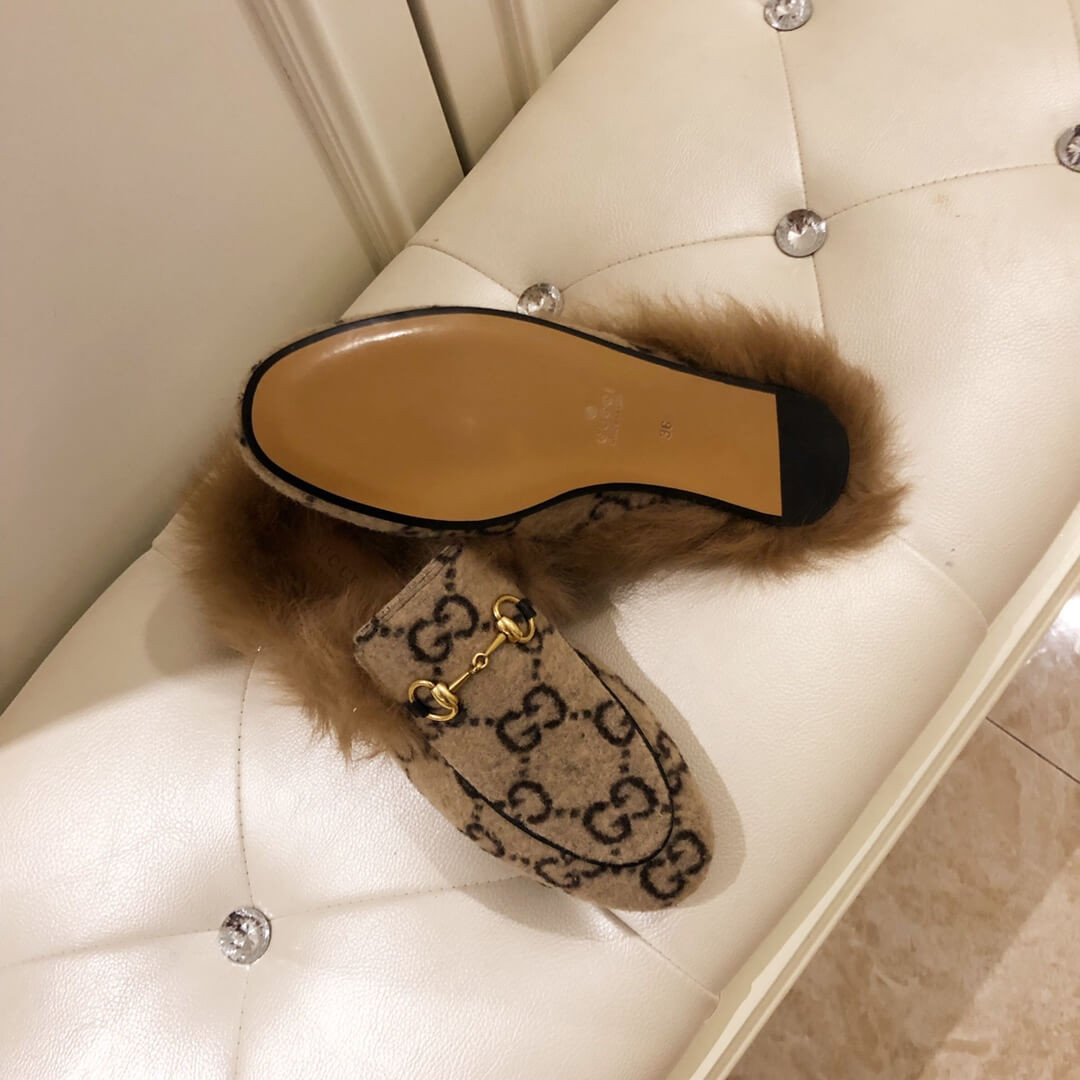 Gucci Princetown GG Velvet Slipper 448657 Beige/Black