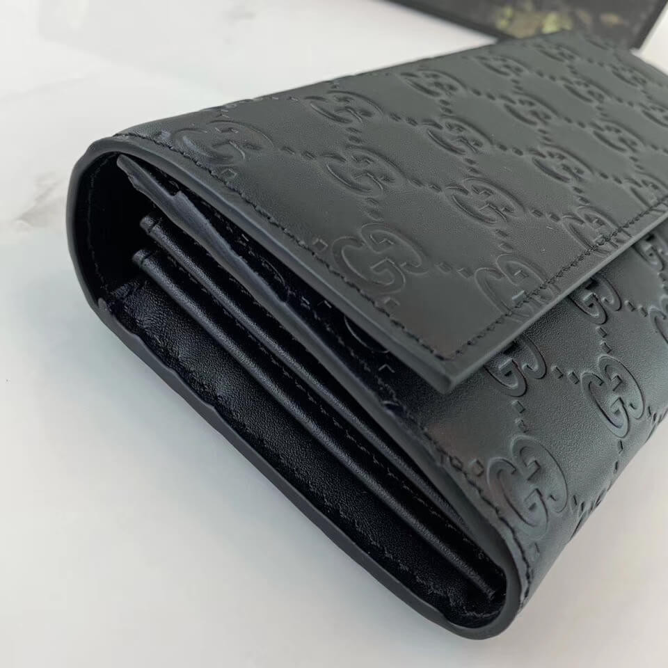 Gucci Black Signature Leather Continental Wallet 410100