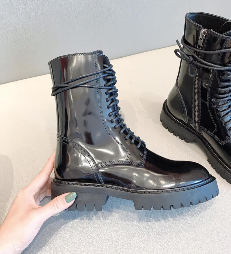 Ann Demeulemeester Patent Lace-Up Ankle Boots A144