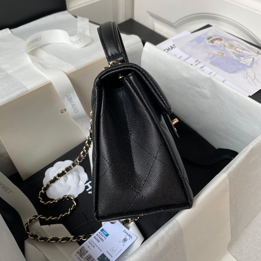 Chanel Small Flap Kelly Bag With Top Handle in Grained Calfskin AS4711