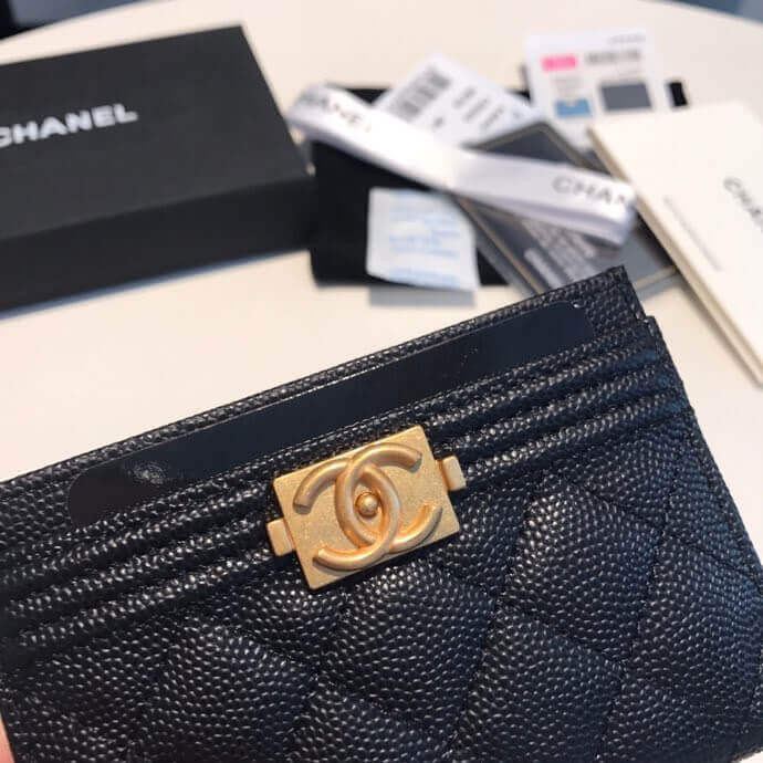 Chanel Grained Calfskin Boy Card Holder A84431