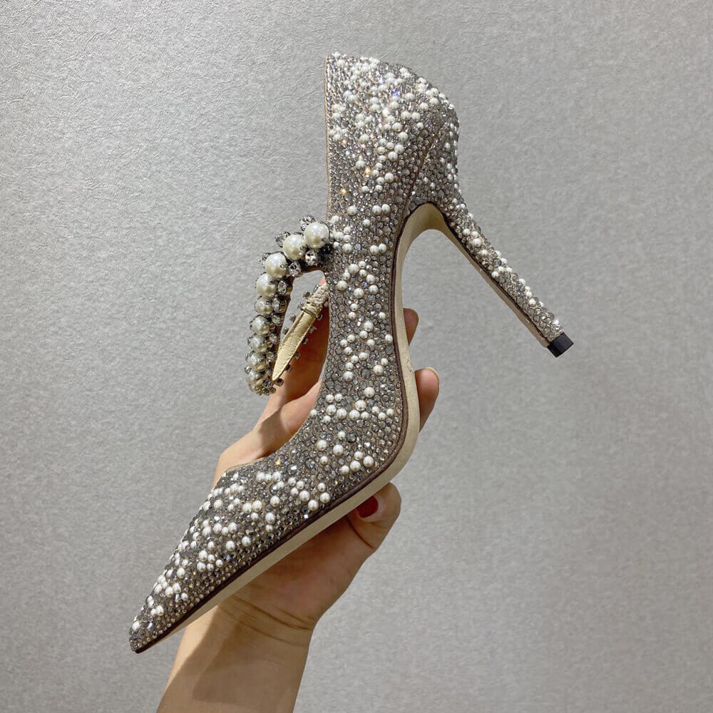 Jimmy Choo Baily 10cm Ballet Pink Suede Mary Jane Pearl Pumps 81115