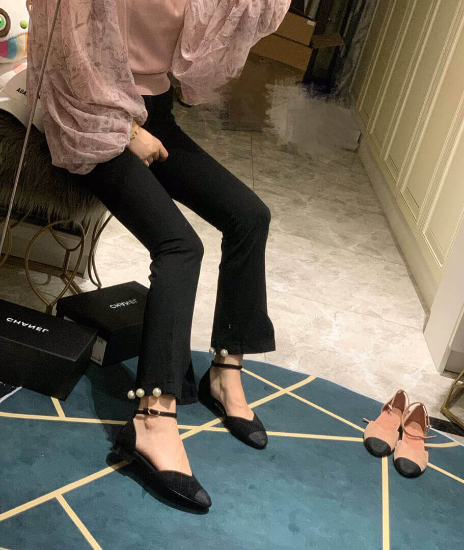 Chanel Suede Calfskin & Grosgrain Mary Janes G36048