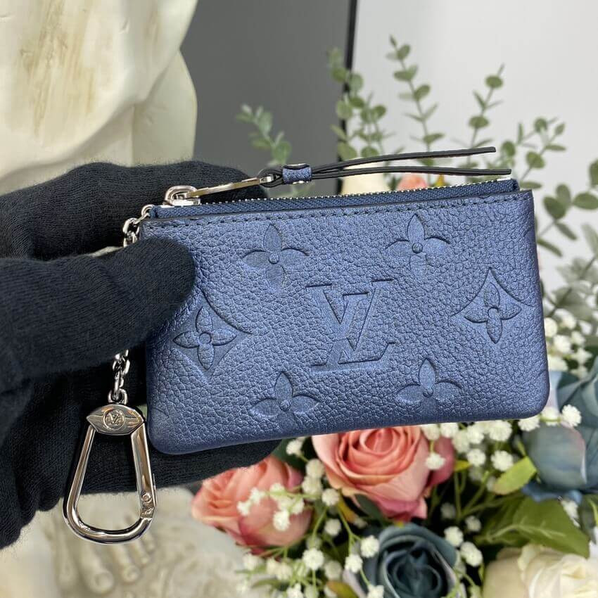 Louis Vuitton Monogram Empreinte Leather Key Pouch M80900 Navy Nacre