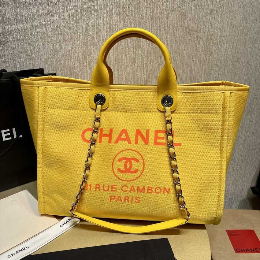 Chanel 21S Deauville Orange Yellow Large Shopping Bag A66941